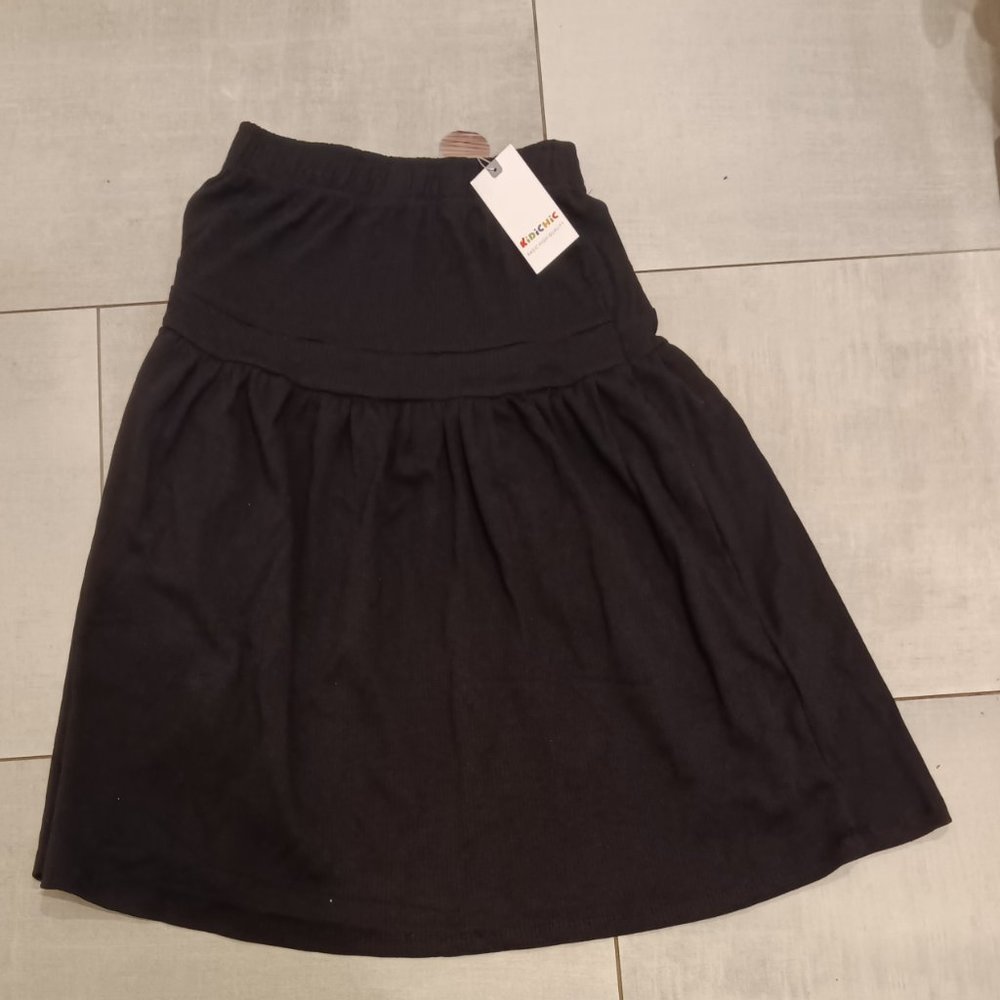 Kidichic Basic Black Ribbed Skirt Size 16 Y